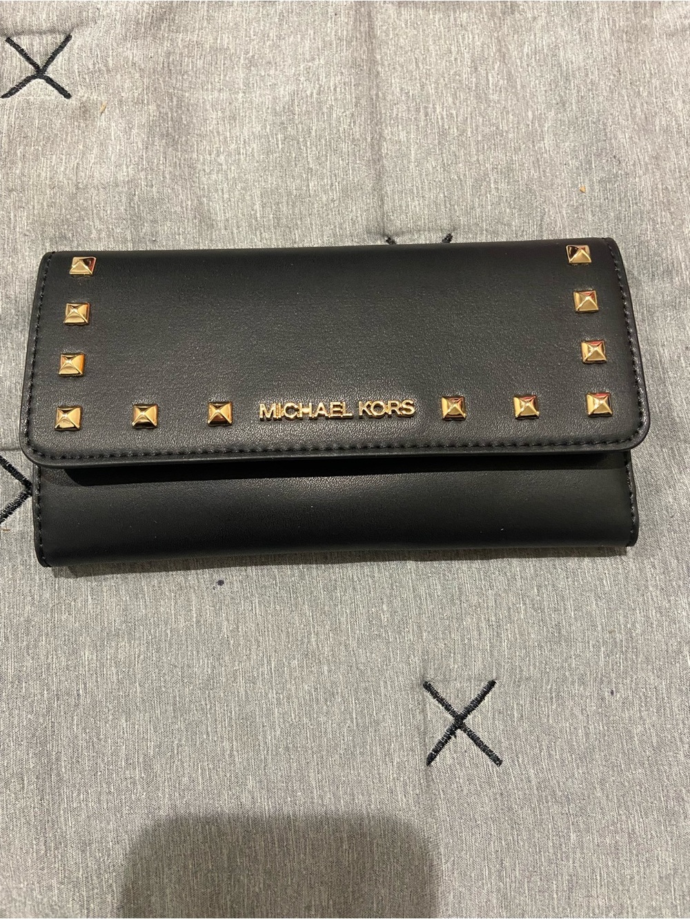 Michael Kors Black Wallet with Gold Stud Accents